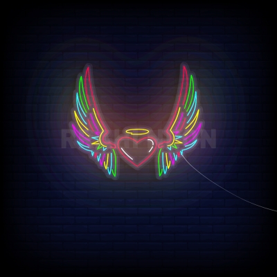 Illuminated Heart with Angel Wings | RRAHI NEON FLEX LED SIGN