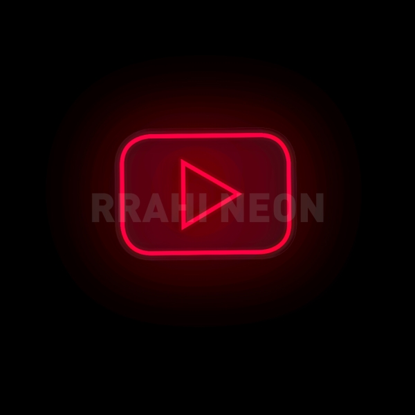 HD White & Red Neon Square Youtube YT Sign Symbol PNG | Citypng